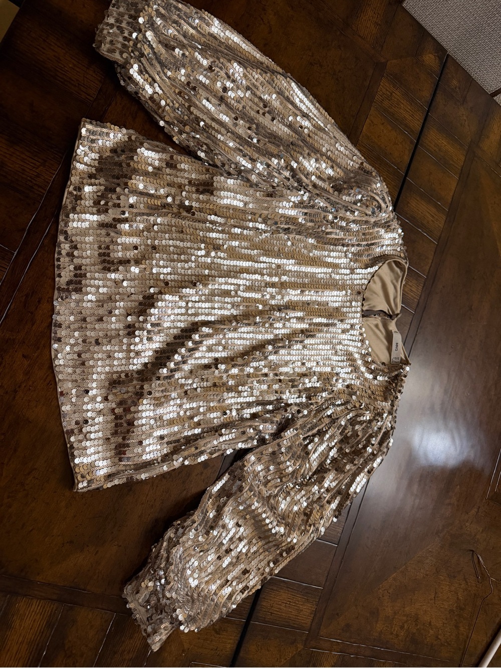Mango Girls' Sequin Tunic Dress - Gold